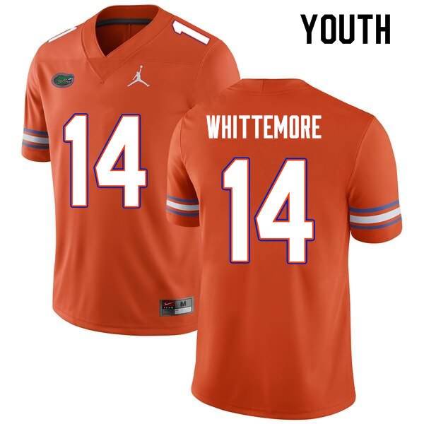 NCAA Florida Gators Trent Whittemore Youth #14 Nike Orange Stitched Authentic College Football Jersey HDD7864LU